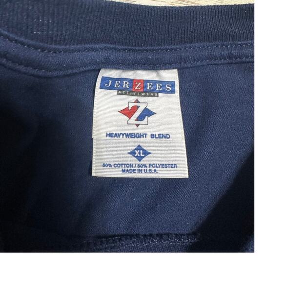 Jerzees Heavyweight T-Shirt Teddy Bear Vintage 90s Short Sleeve Size XL Navy - Picture 4 of 6